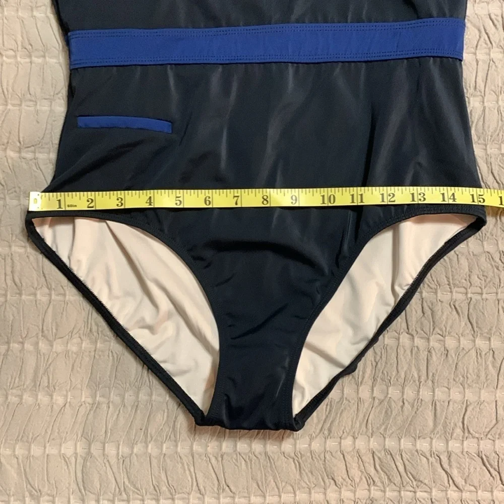 NEW Cabana Life Black Paneled Unisuit Sun Protective One Piece Swimsuit Large
